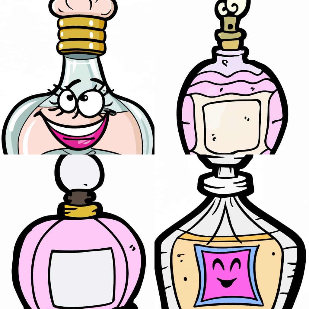 cartoon of a pungent perfume bottle