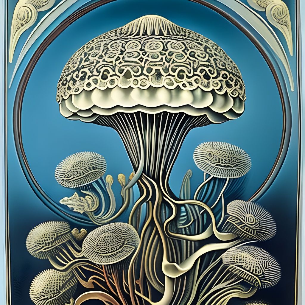 Art Nouveau jellyfish illustration AI Generated Artwork NightCafe