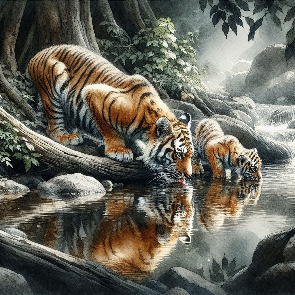 A tiger and it's cub