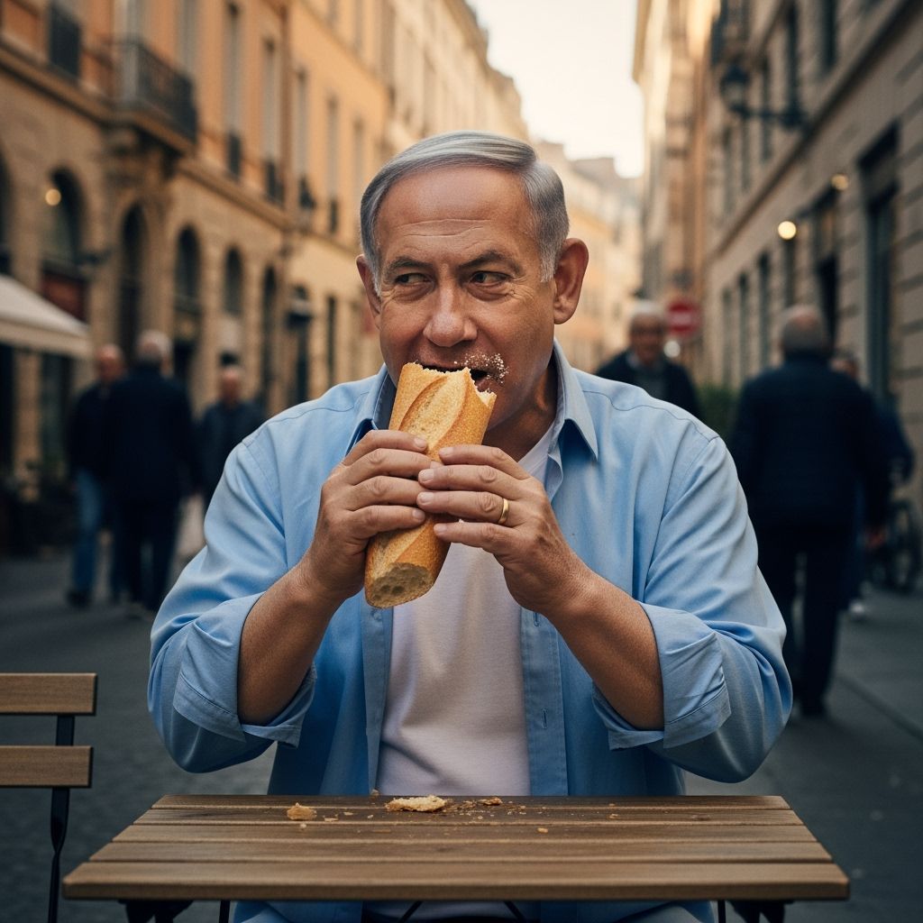 Image of Person Eating Baguette