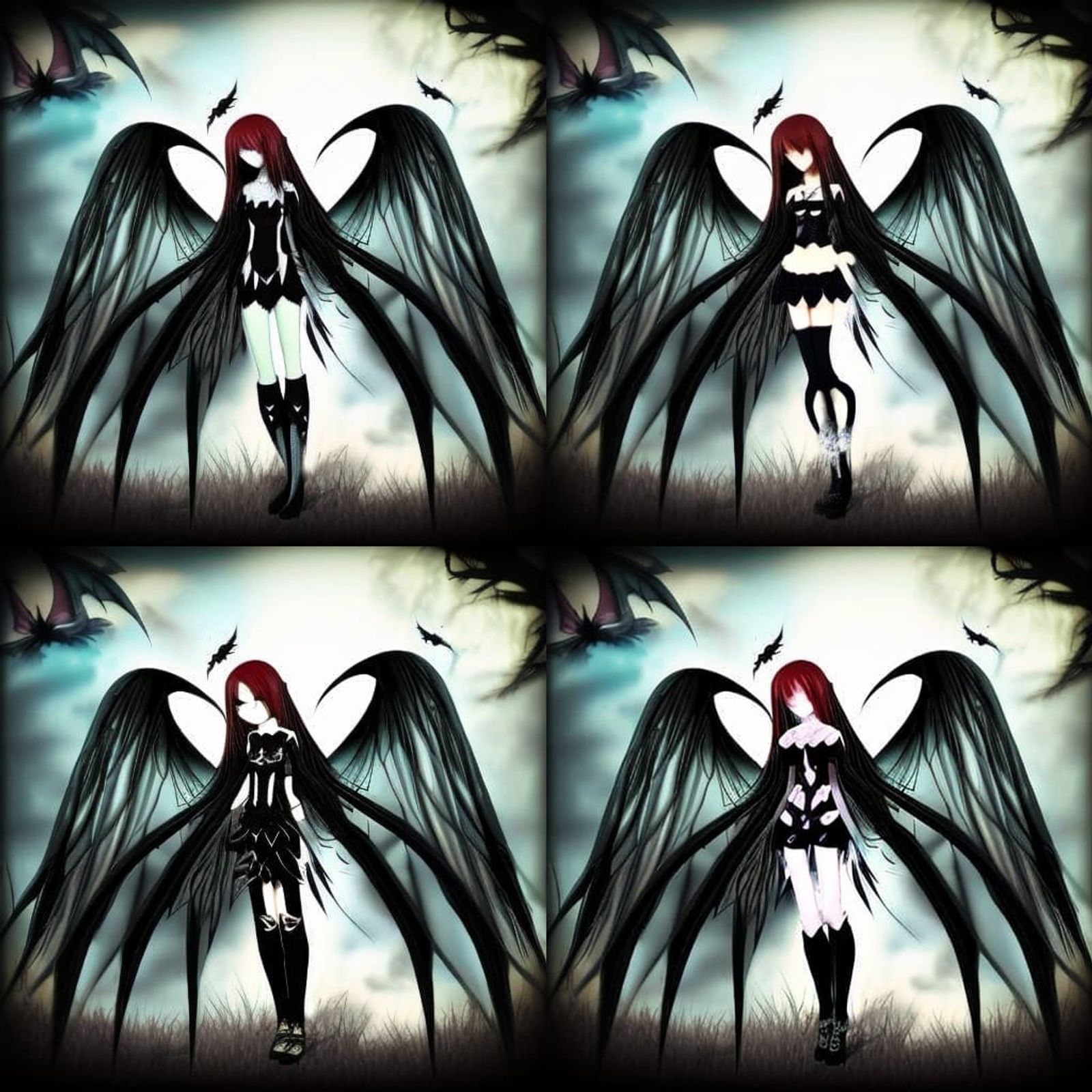anime girl demon wings