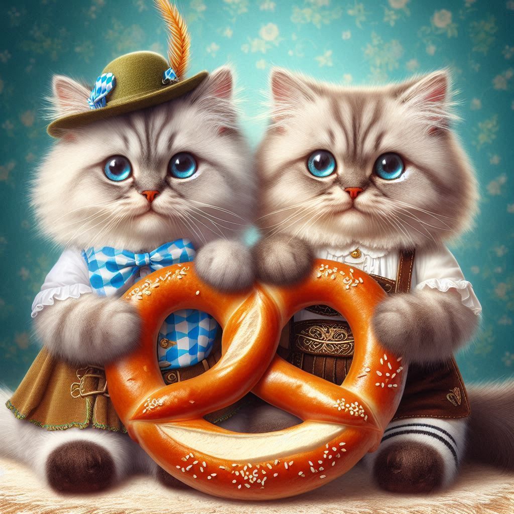 two bavarian cats love "Pretzel"