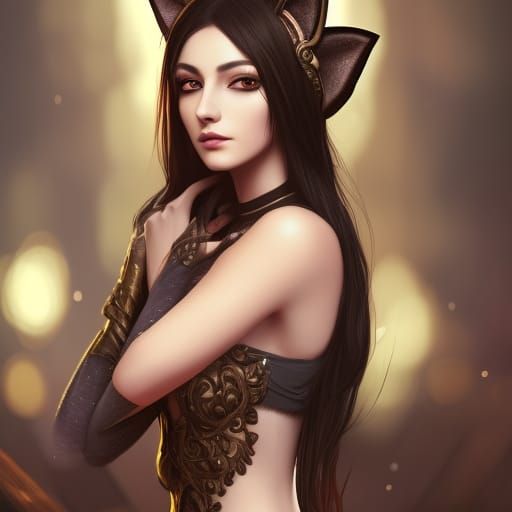 Beautiful Woman with Cat Ears