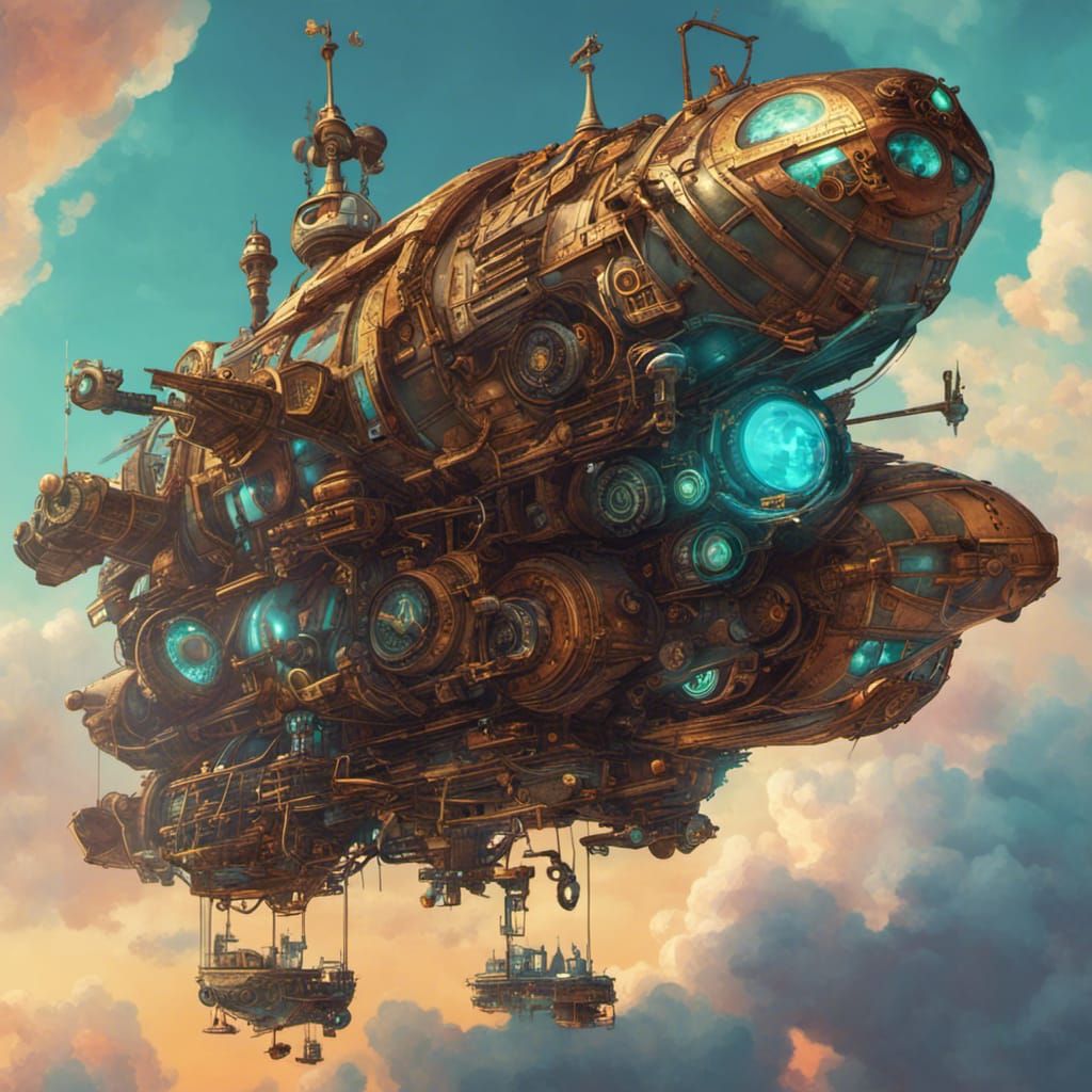 steampunk project #3 - flying ship - AI Generated Artwork - NightCafe ...