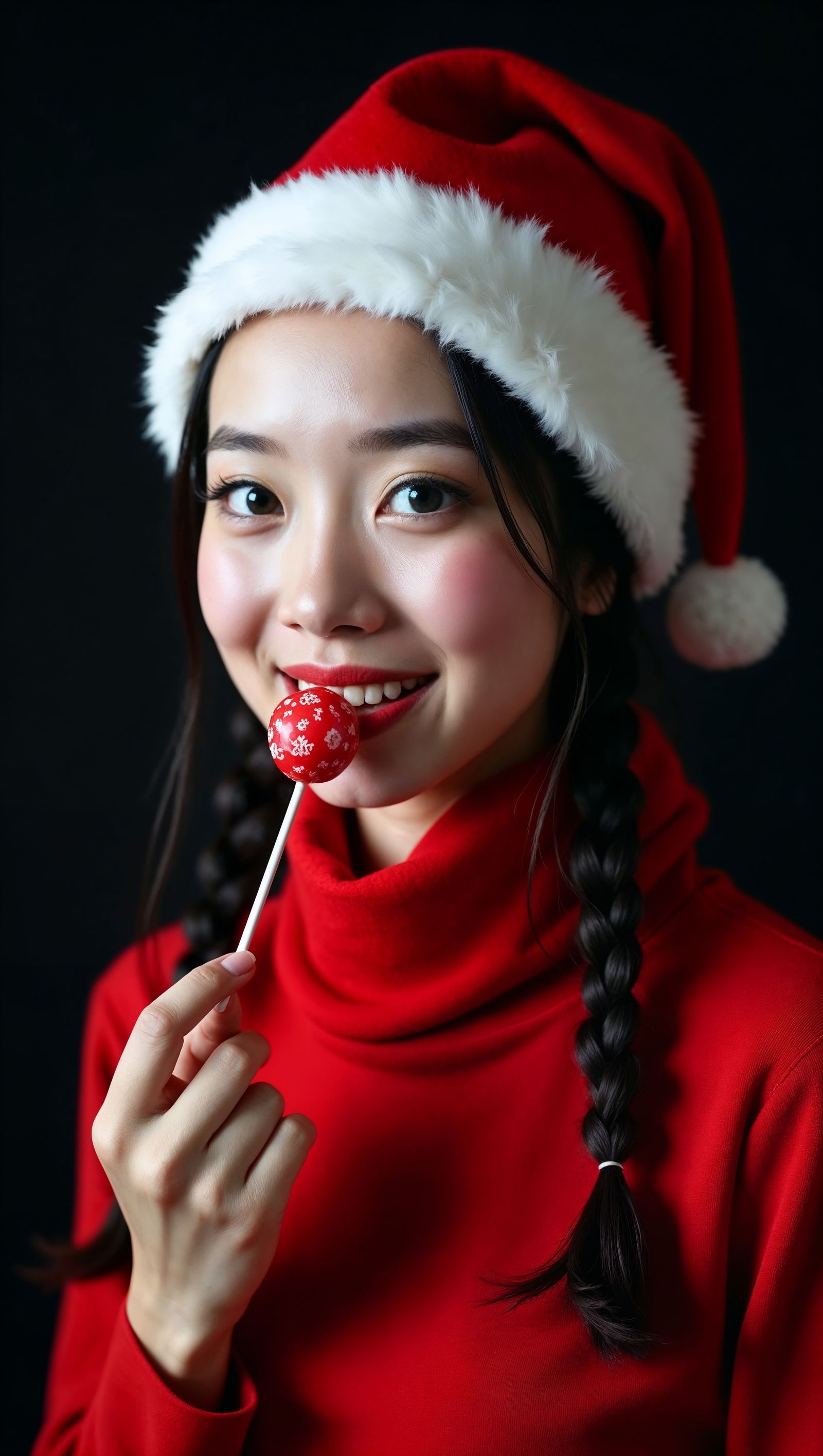 Charming Beauty in Santa Hat
