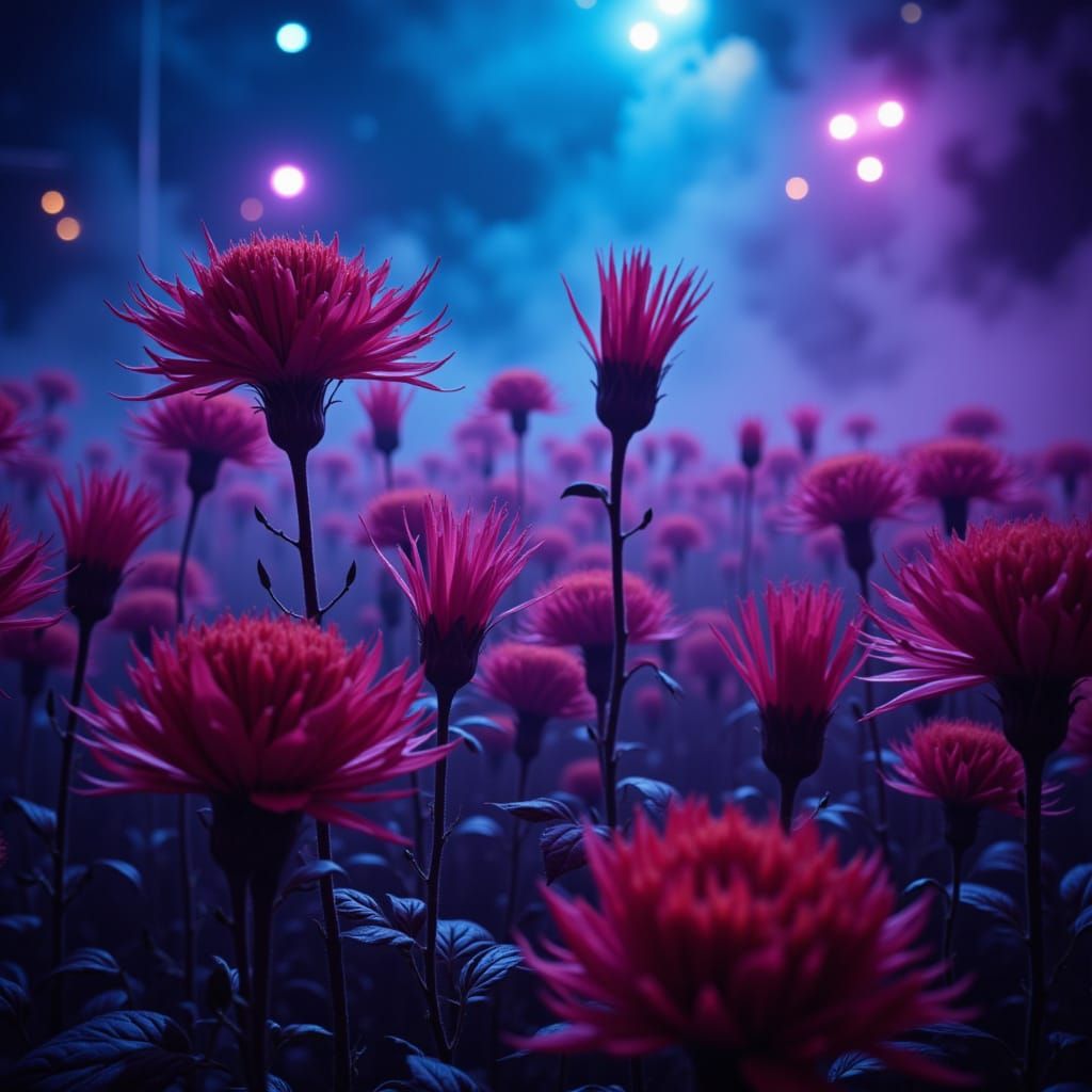 <lora:RandArtz:1.0>  Grimm flowers bloom into punk goth rave