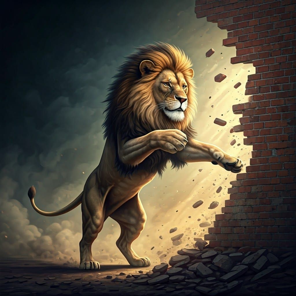 Majestic Lion Unleashes Fury in Dramatic Lighting