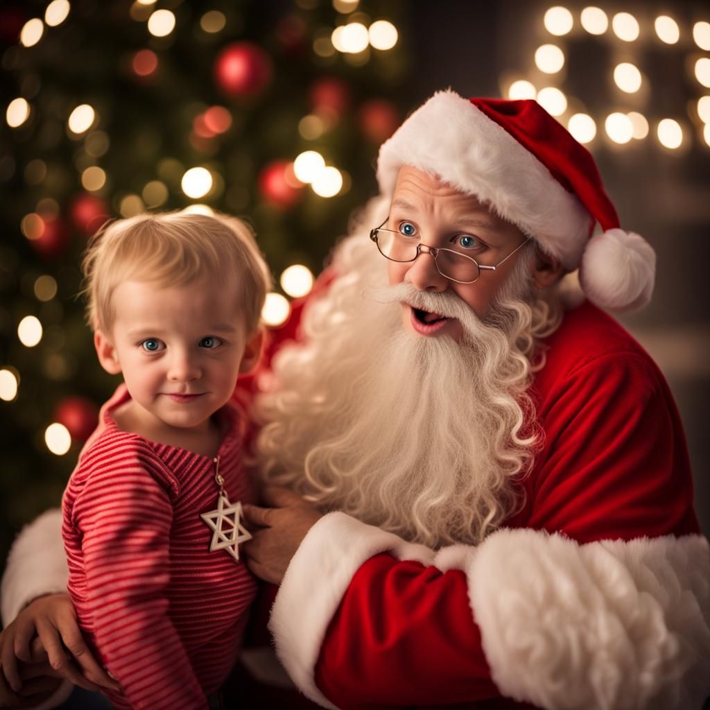 Santa and a Jewish kid meeting