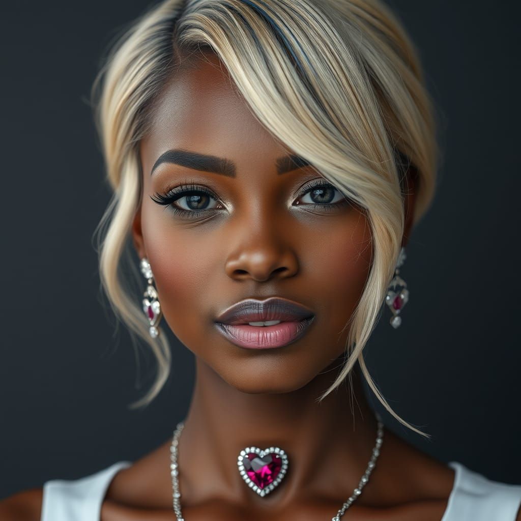 portrait of a beautiful woman, African-American type, with b...