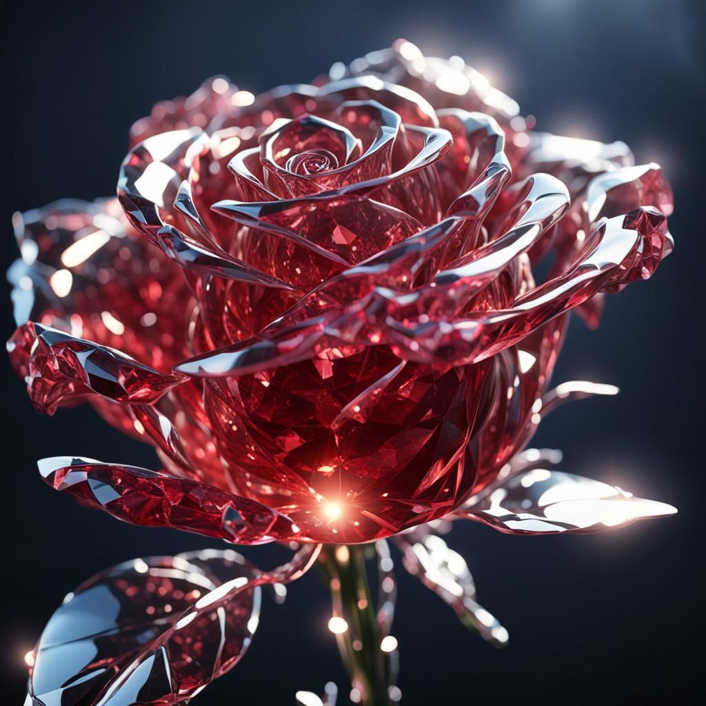 Beautiful final render of a beautiful crystal rose, amazing crystal details, maximalist sparkles, by ...  by @Aia