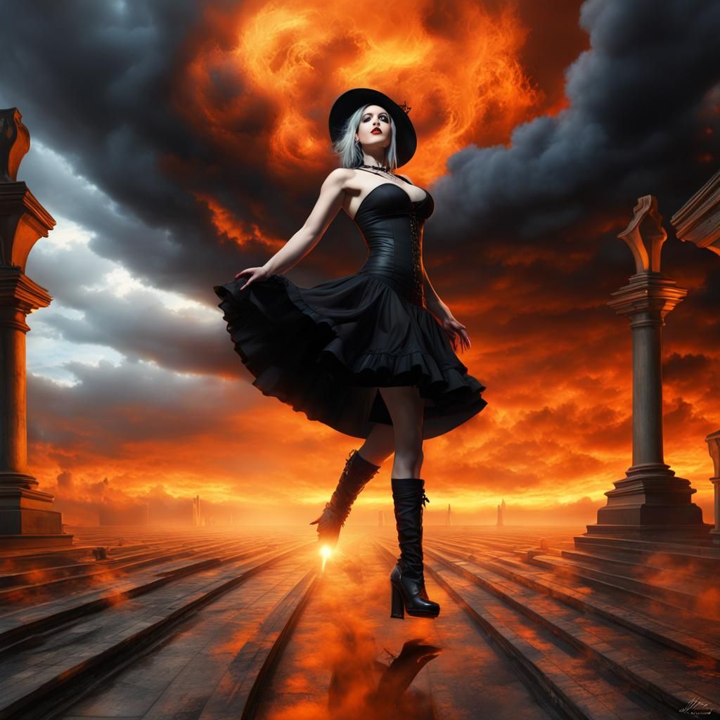 Cloud + witch + hell  by @mansai