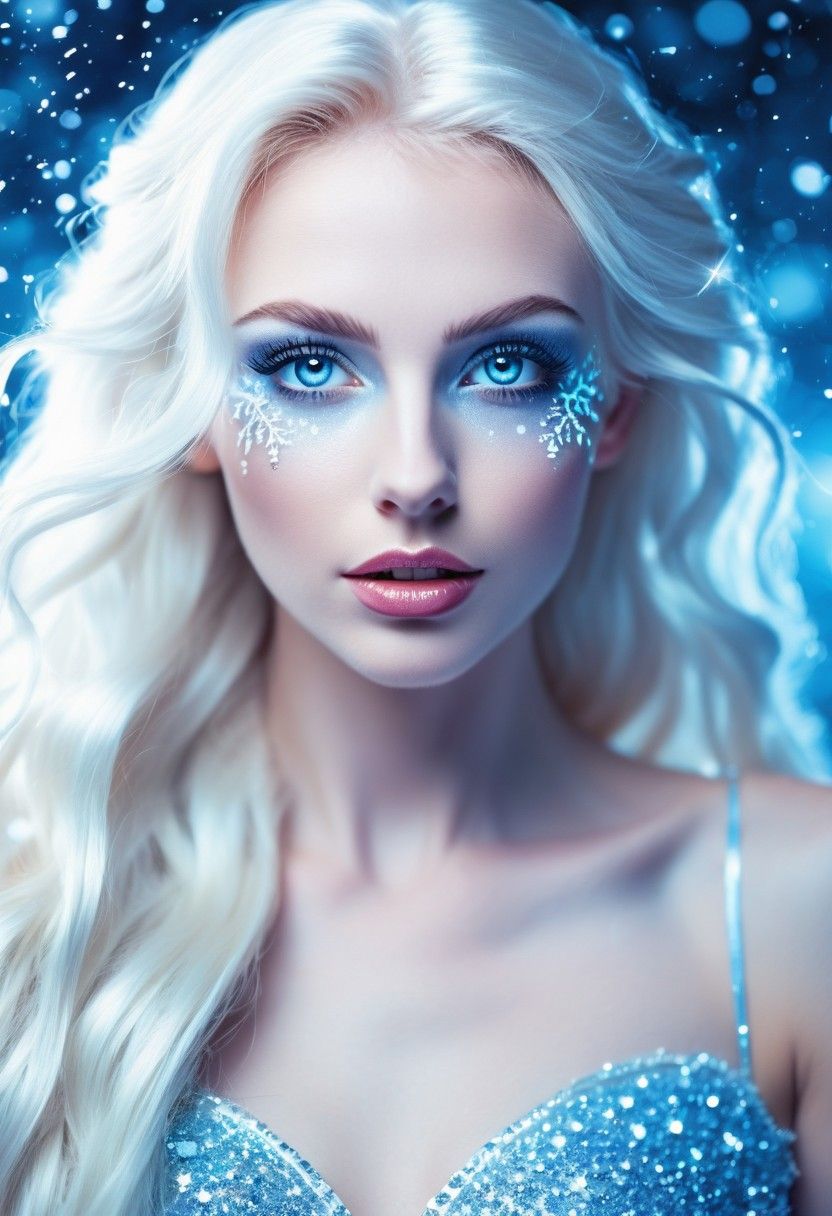 Elegant beautiful gorgeous youg femme fatale evil ice elf wo...