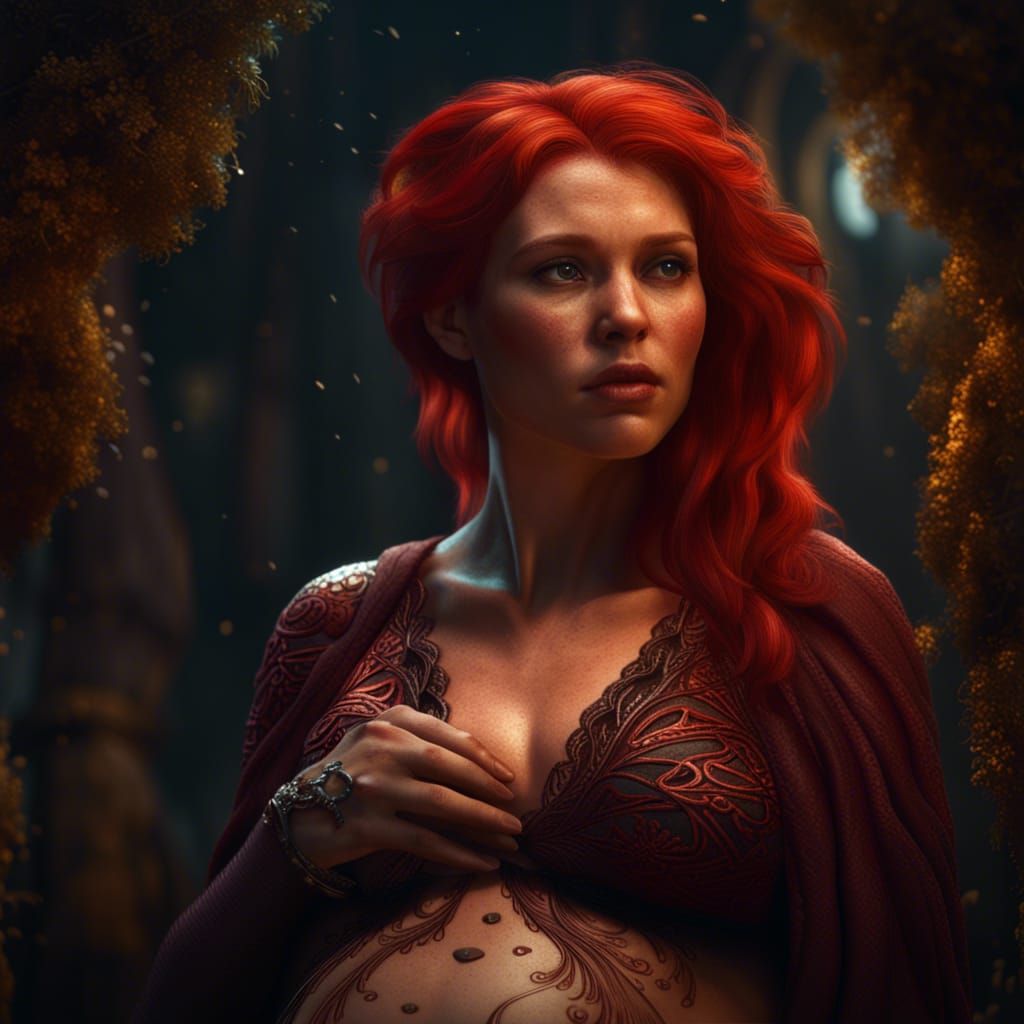 A pregnant woman with red hair - AI Generated Artwork - NightCafe Creator