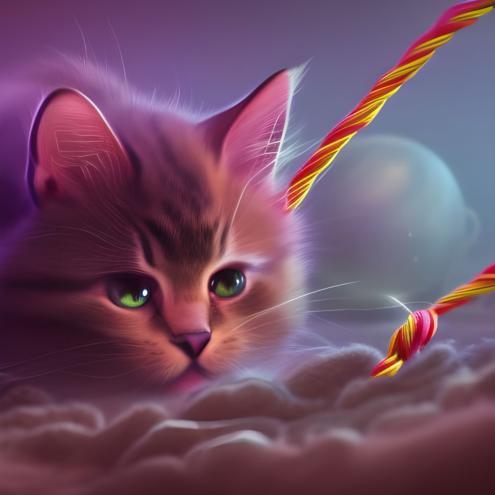 kitty playing with yarn
