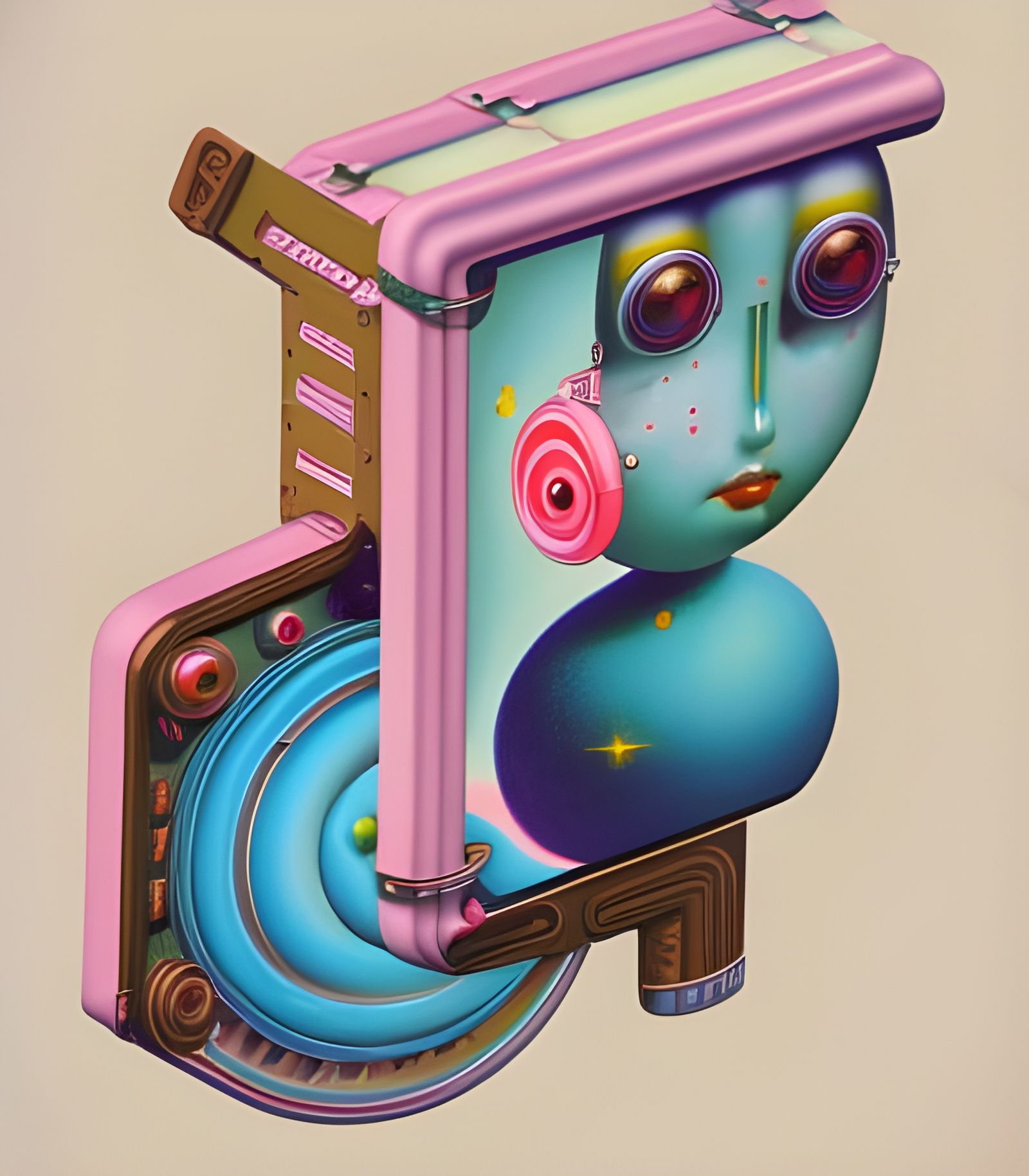 Retrofuturistic Mark Ryden Doll in Cosmic 3D