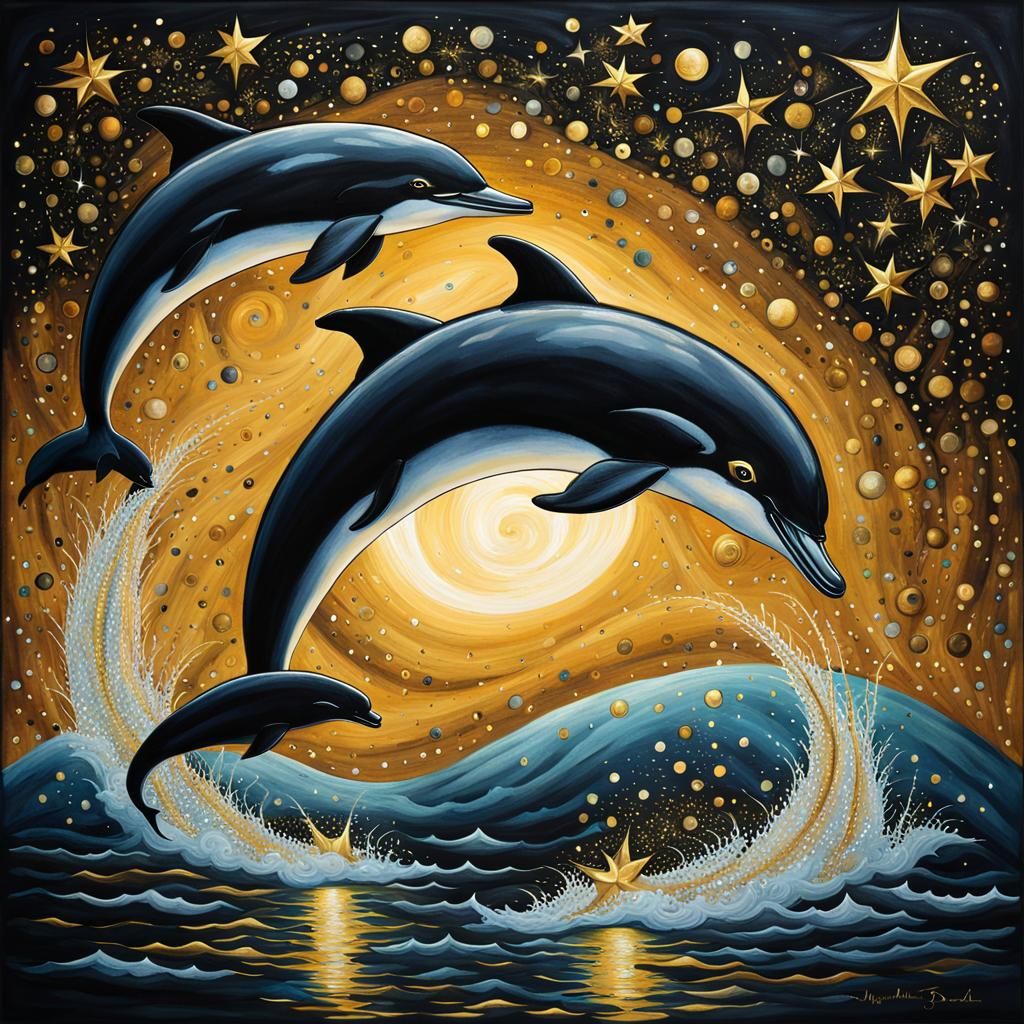 Dolphins at night  by @Pop