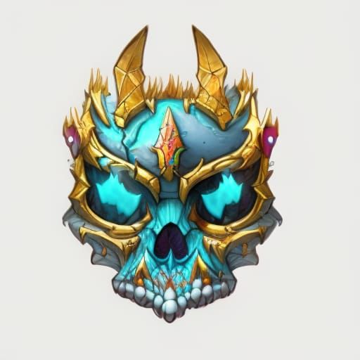 1/3, turquoise-Gem sapphire-cat-jaguar-skull, golden-halo!!!...