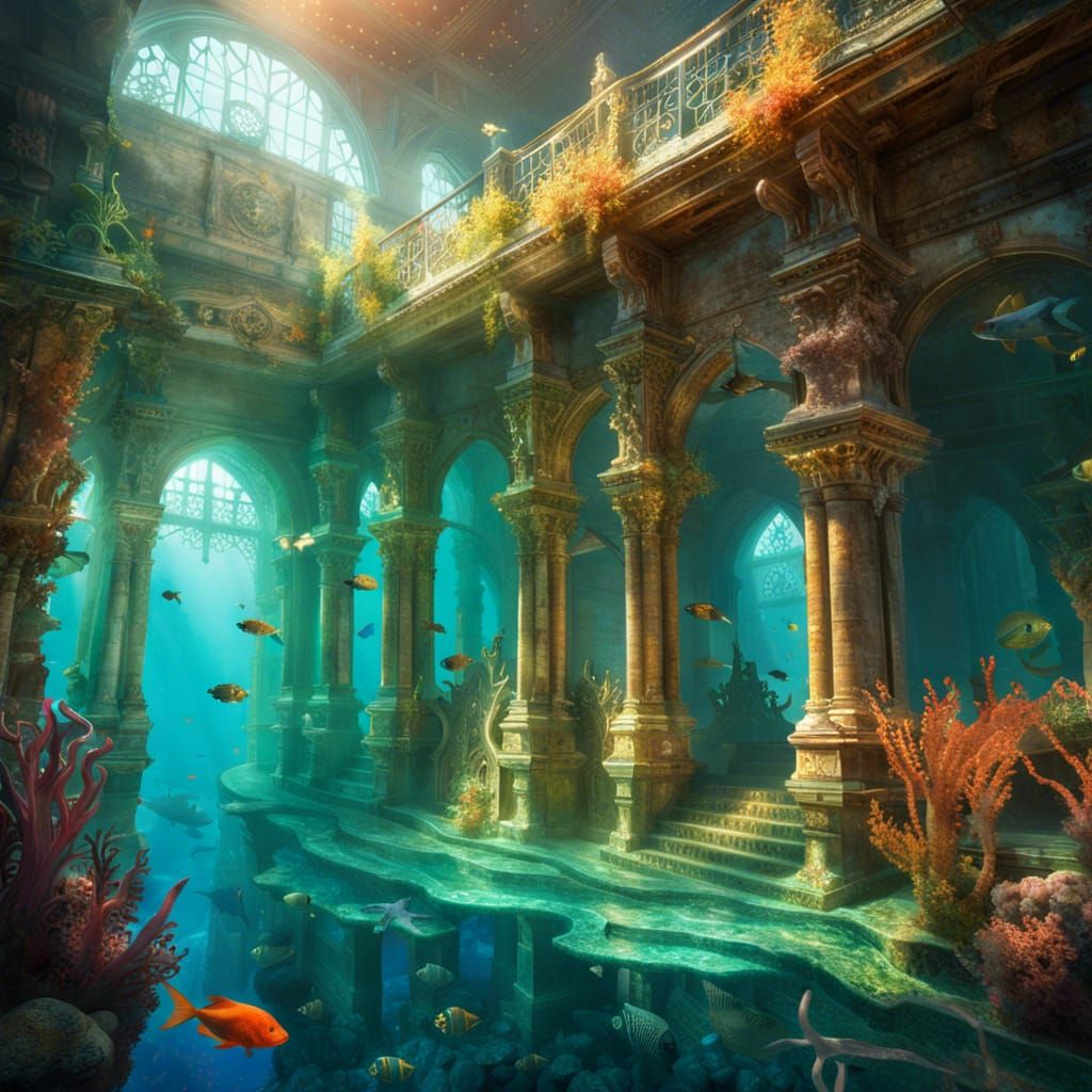 Underwater Palace ruins - AI Generated Artwork - NightCafe Creator