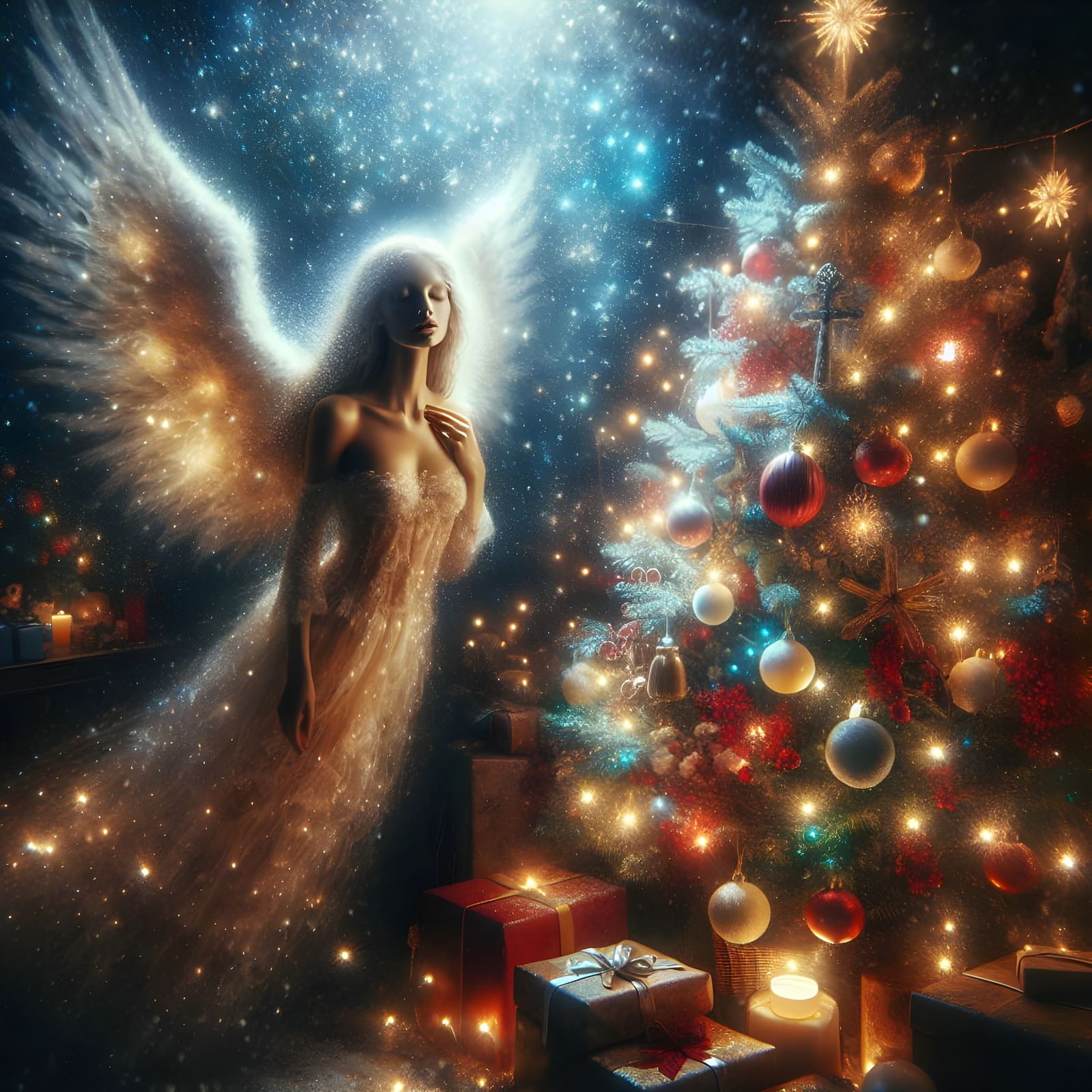 Christmas Eve: Angel Under a Starry Sky