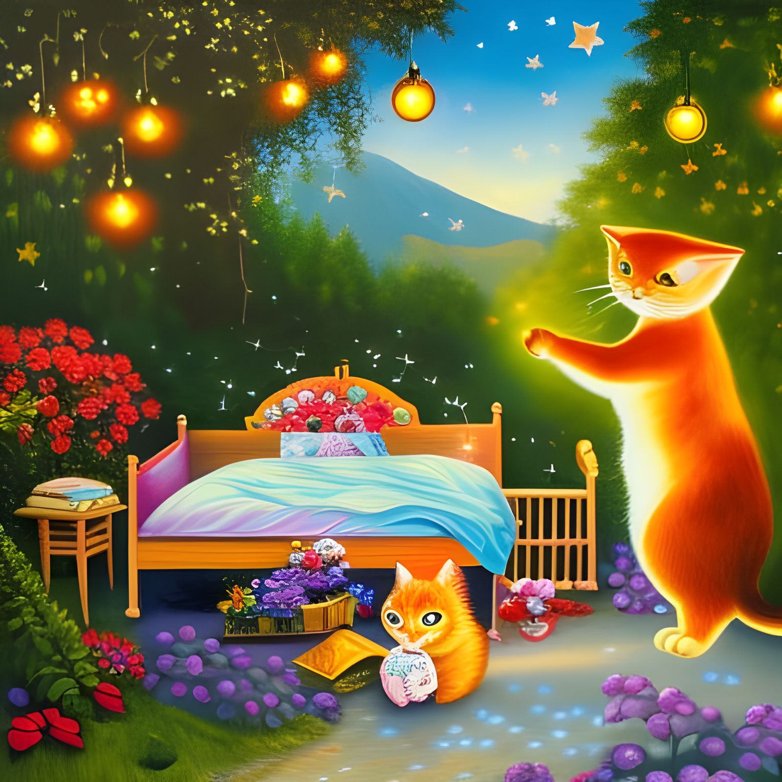 A Bed Under the Stars AI Generated Artwork NightCafe Creator