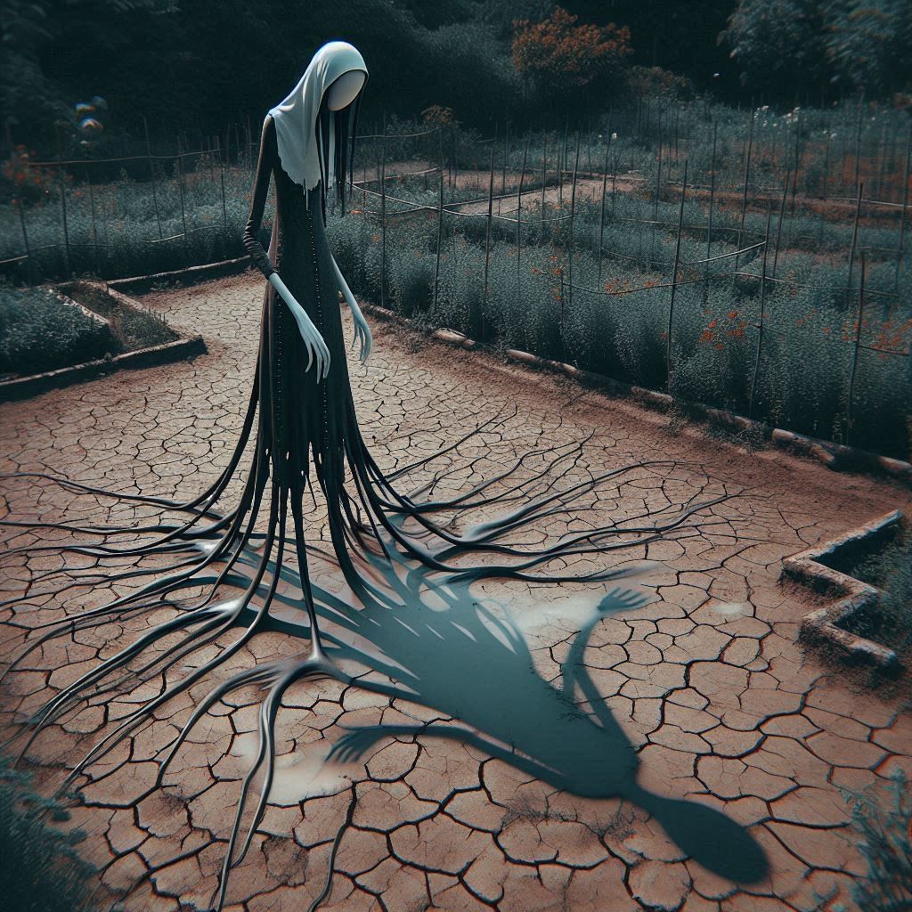 someone in the yard, and its shadow, too