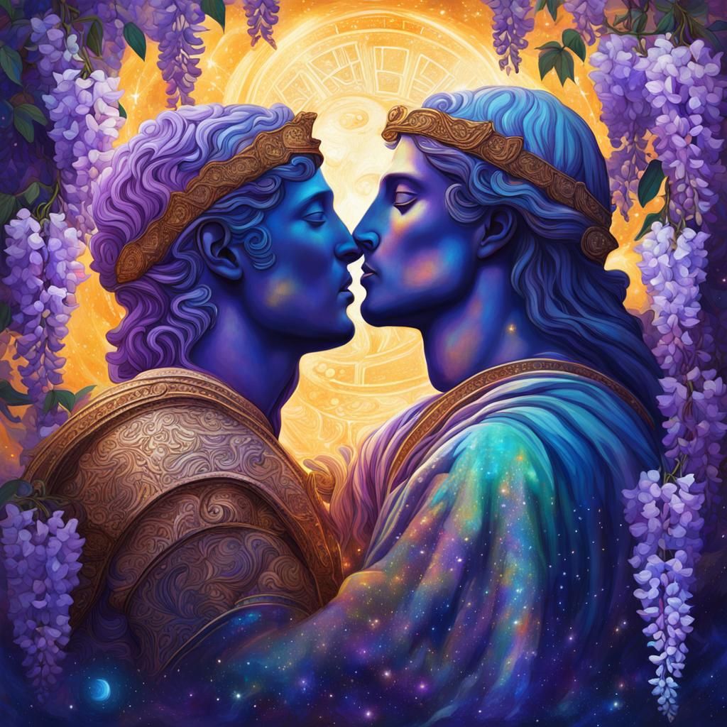 wisteria, ancient Rome, kissing couple