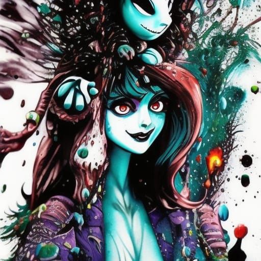 Blue skin!!! | Ink Splatter sally (nightmare before Christmas)!!! full ...