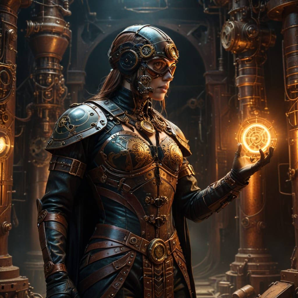 Sci-fi steampunk beautiful woman  by @Imarti94