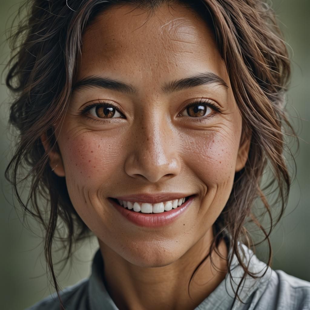 Smiling Woman Portrait in Professional Photography Style