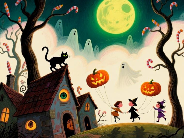 9/21/2025-Whimsical Surrealism Halloween Night Art By Archan...