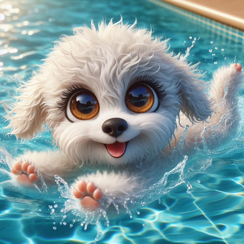 Poodle Pup Swimming