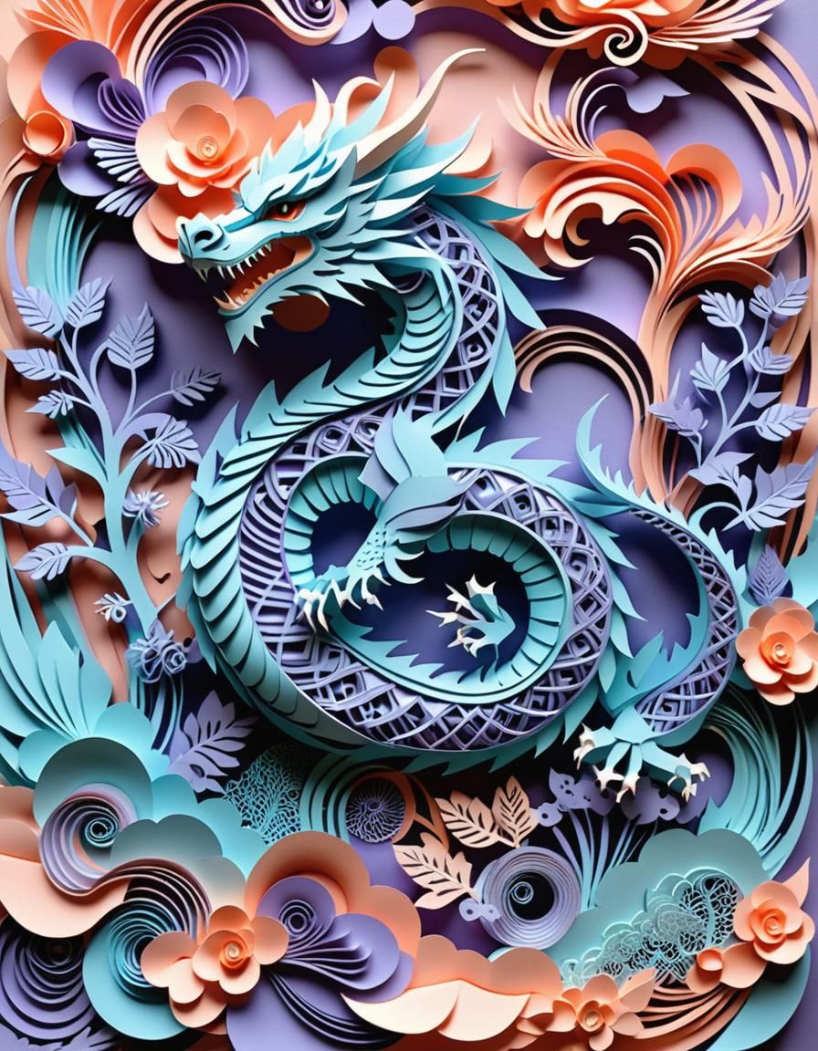 Kirigami Dragon - AI Generated Artwork - NightCafe Creator