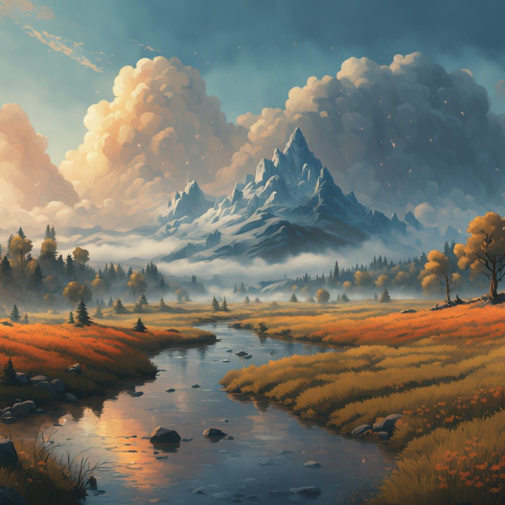 Mystical Countryside in Ethereal Mist
