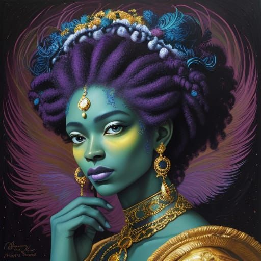 Baroque Fairy Portrait with Bioluminescent Details