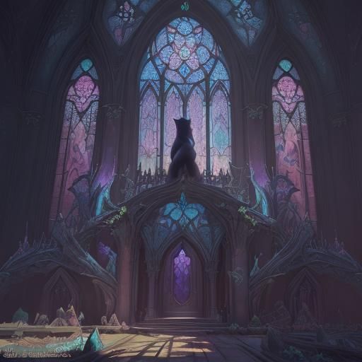 Beautiful stained glass of cats detailed matte painting, dee...
