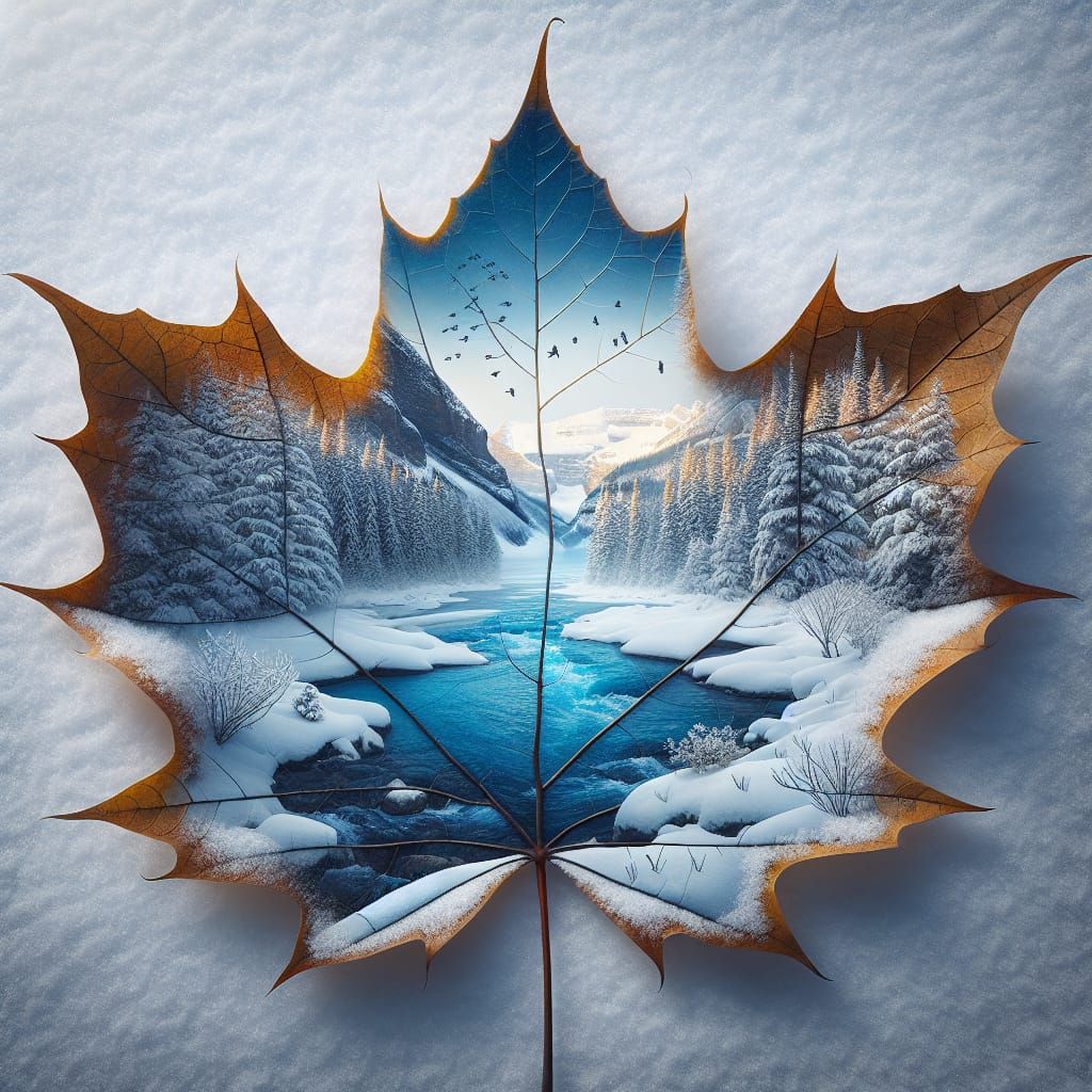 winter landscape in a leaf