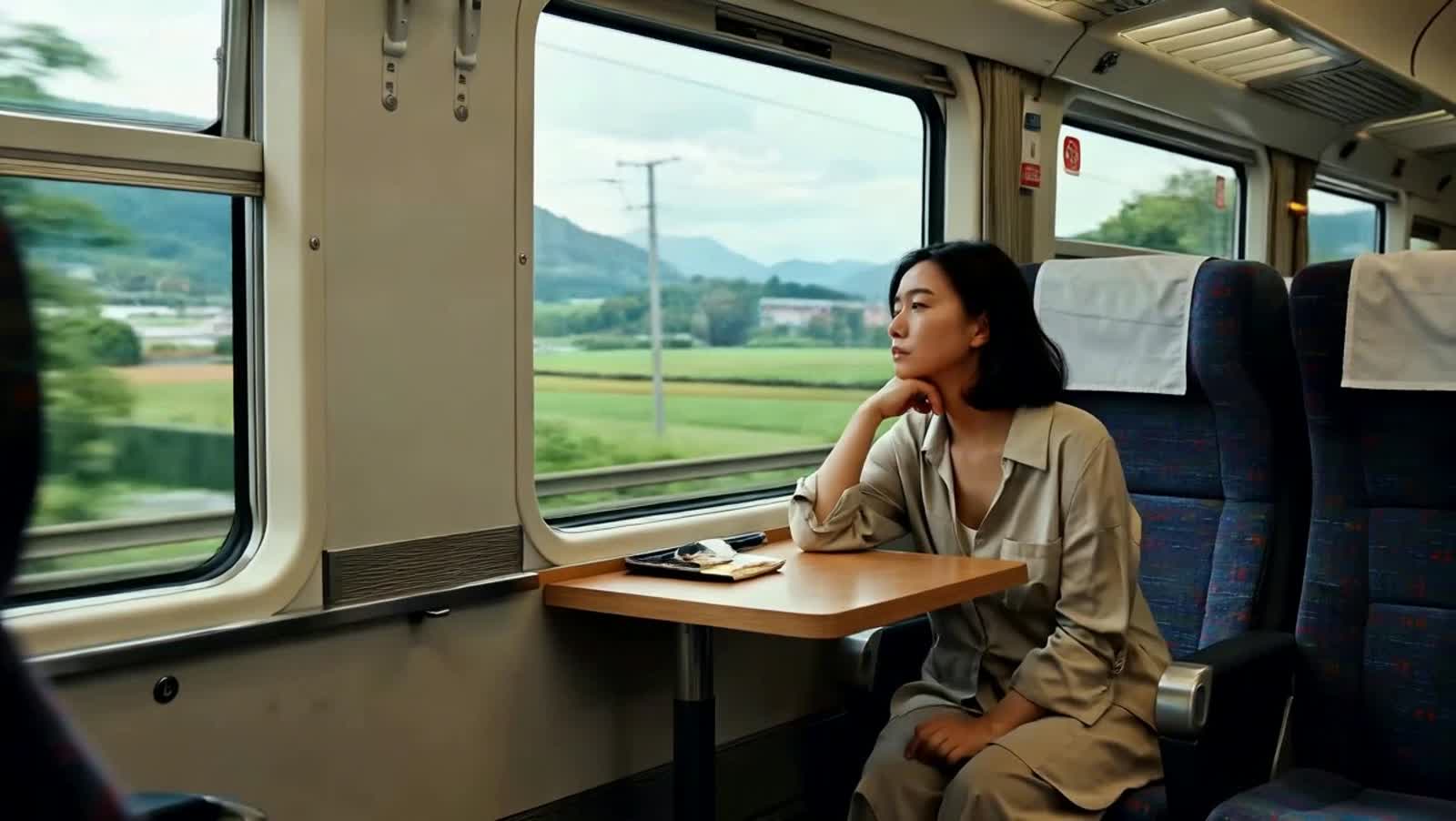 Daydreaming on a train.