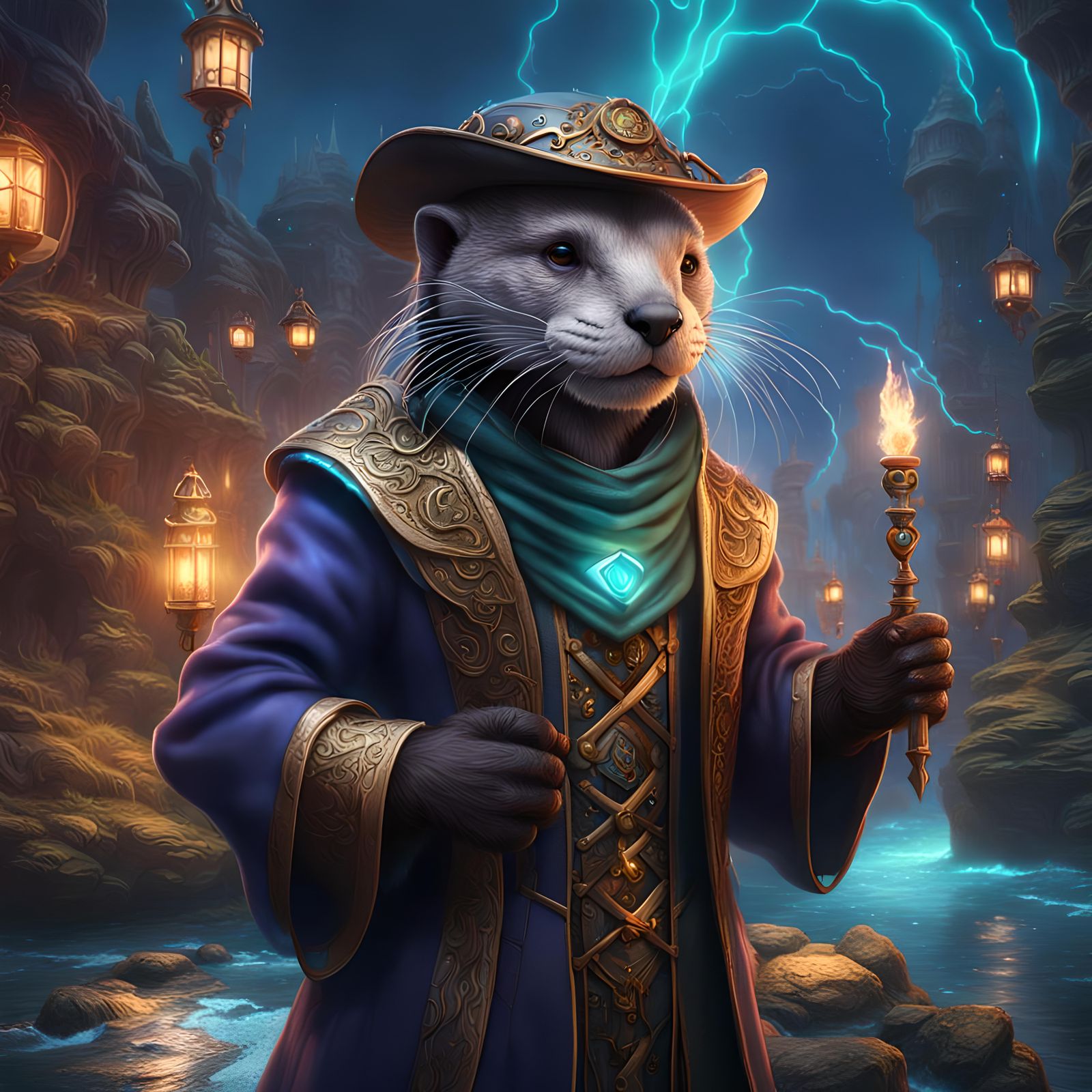 Cyber Wizard Otter - AI Generated Artwork - NightCafe Creator