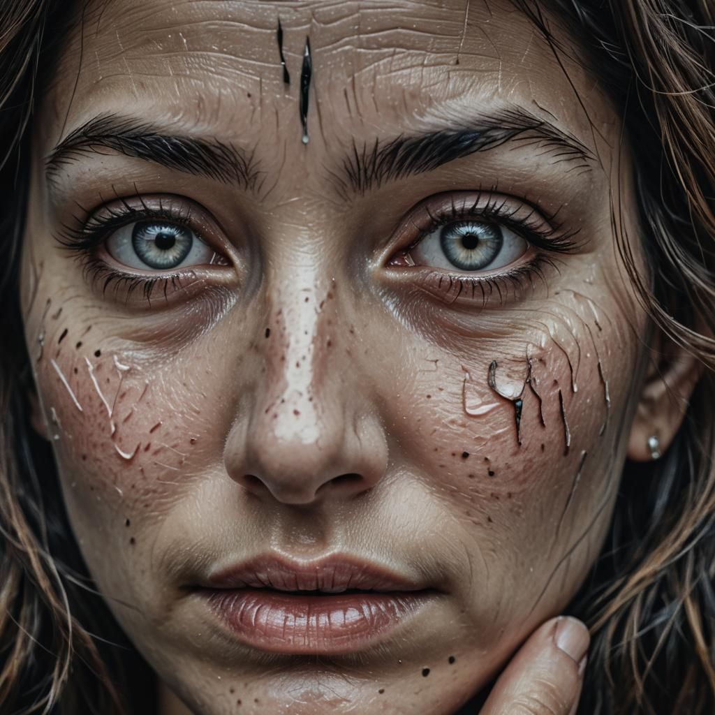 A tear of hurt in a woman eyes