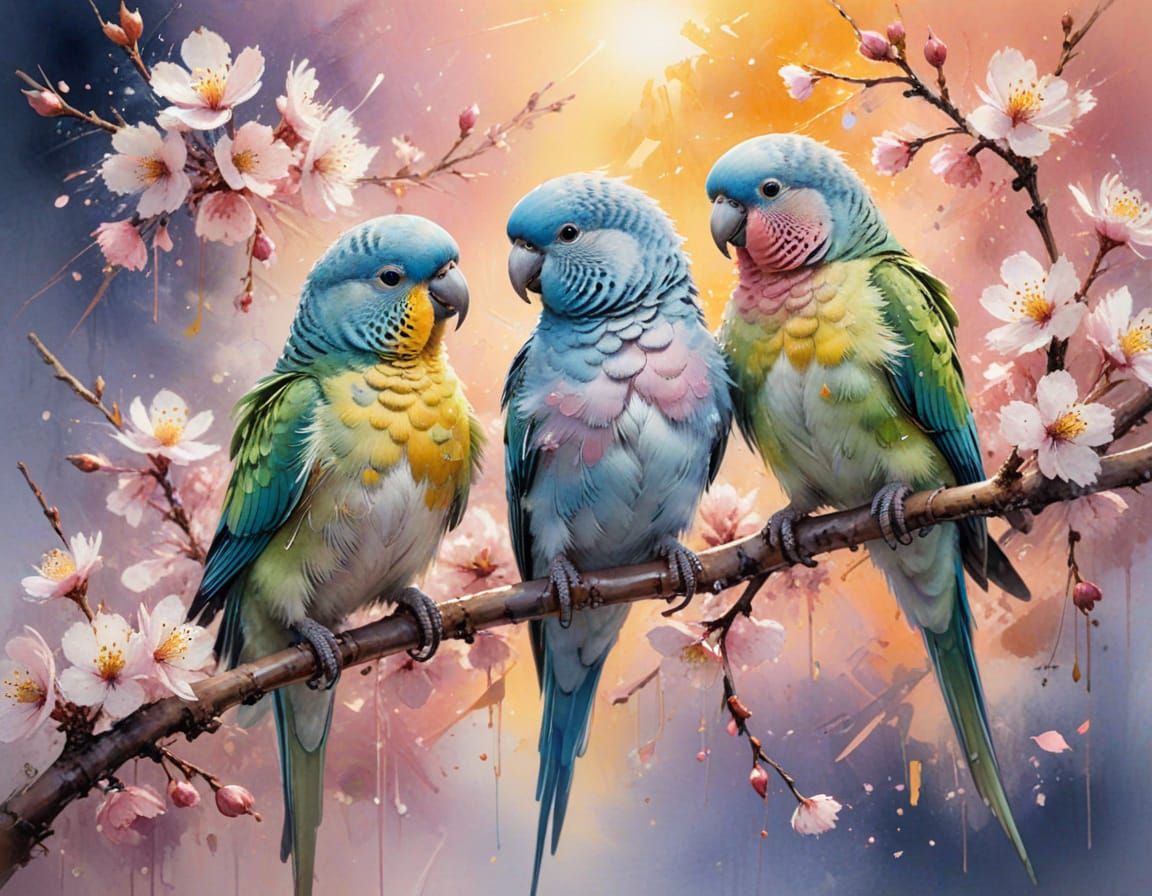 budgies  by @Sasha