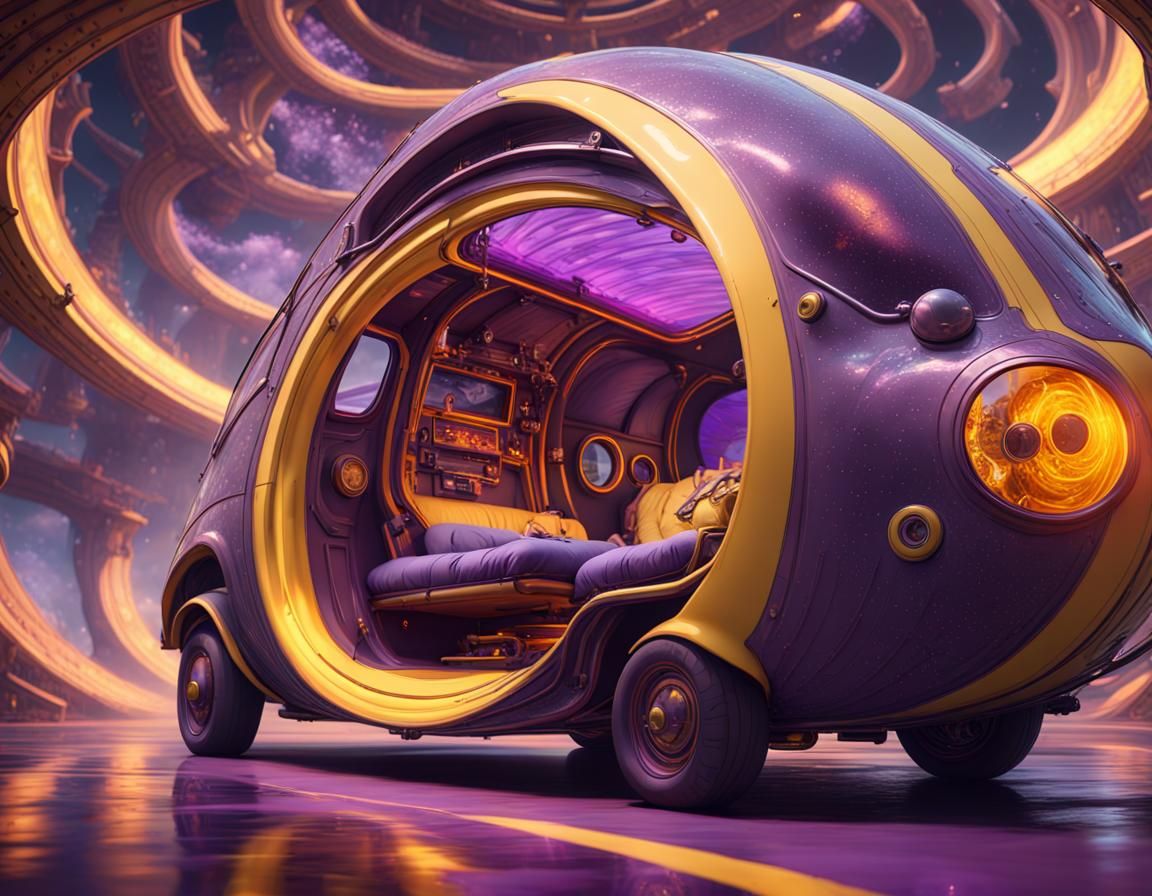 Whimsical Vehicle Journey Through Fantasy Wormhole