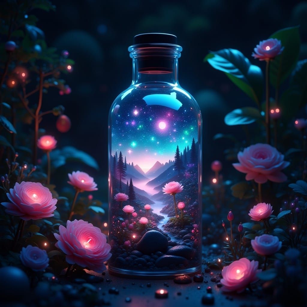 <lora:Dreamy Darkness Fx:1.0>,, dark mood, moody, dark theme,, galactic landscape in a bottle, bottled galactic landscape, galactic landscap...