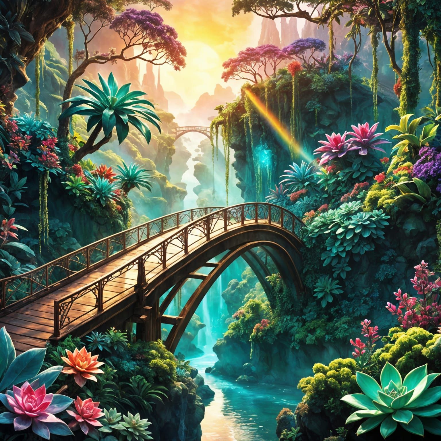 Majestic Jungle Bridge in Tropical Paradise