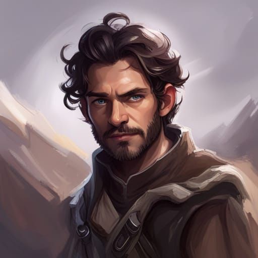 male halfling explorer with curly black hair and smiling - AI Generated ...