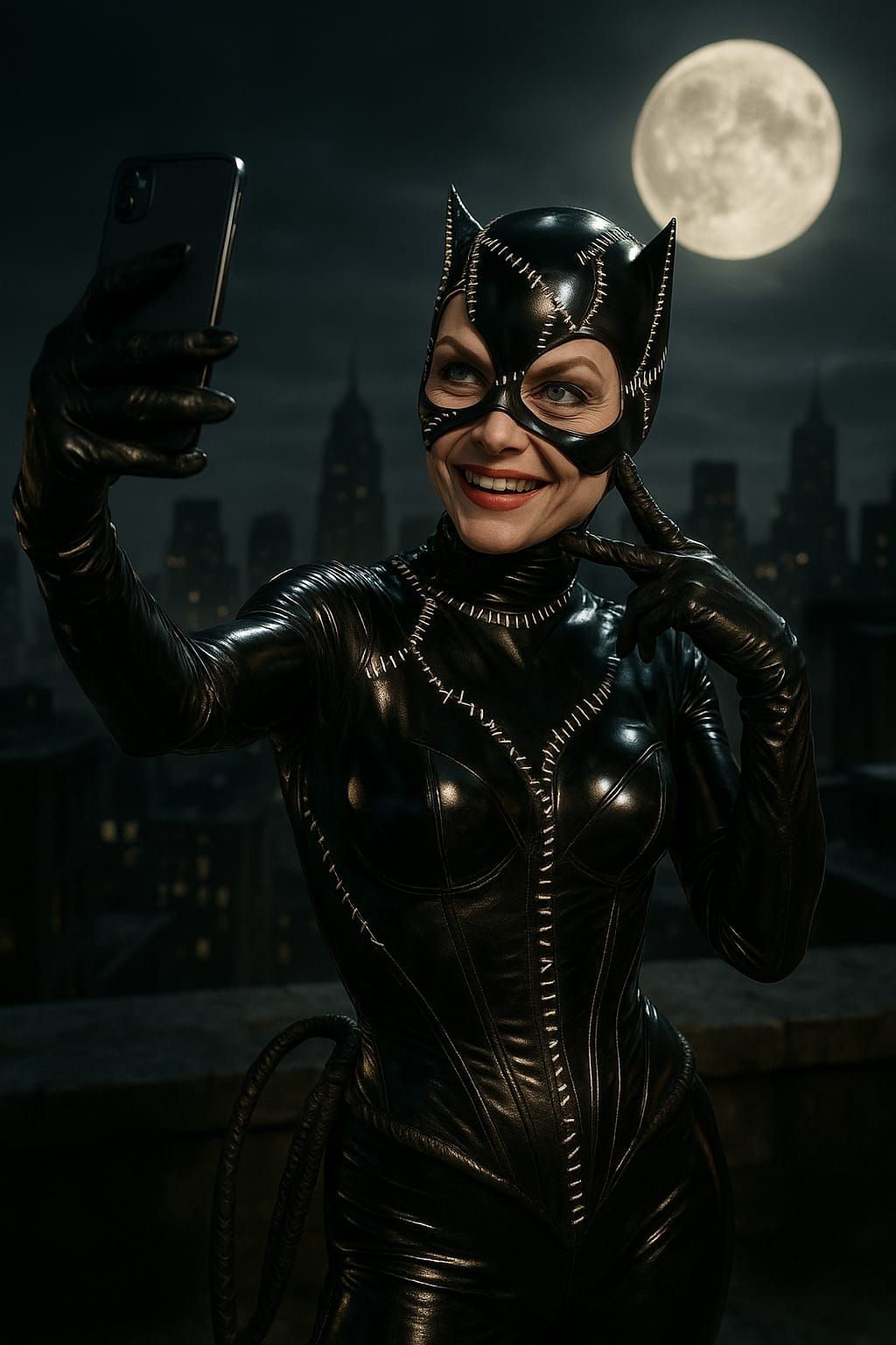 Catwoman's selfie photobomber