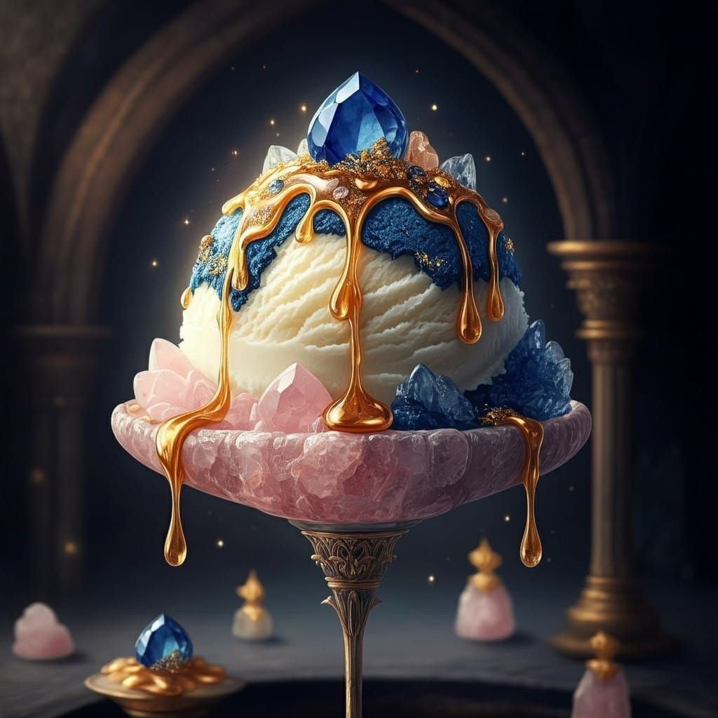 Gemstone Ice Cream in Wizard's Tower, Fantasy Art