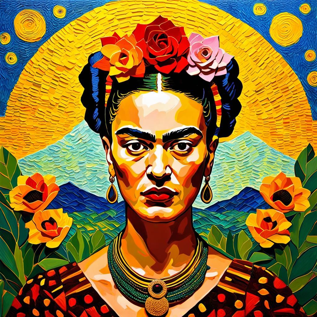 Expressionist painting of Frida Kahlo. - AI Generated Artwork ...