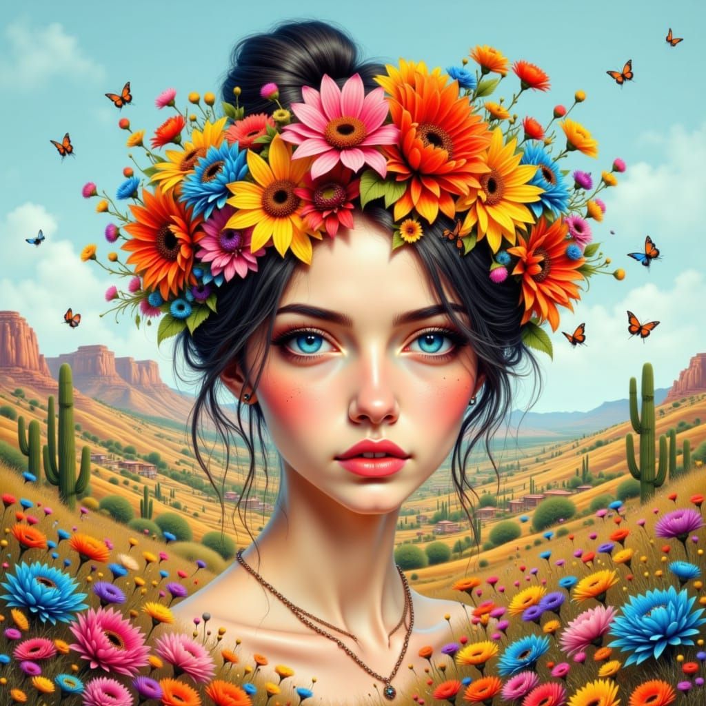 A blooming portrait amidst the desert