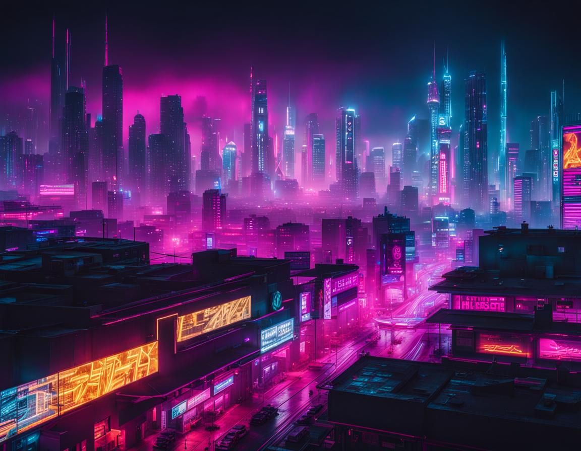 Neon View 2 - AI Generated Artwork - NightCafe Creator