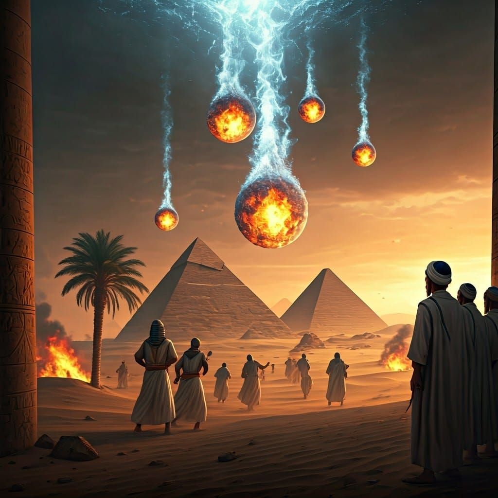 Egyptian Pharaohs Flee as Blazing Hail Destroys the Land
